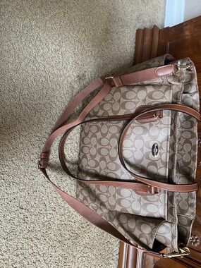 Coach Brown Signature Monogram Shoulder Tote